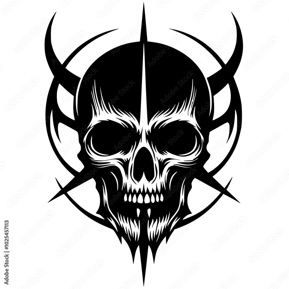 Obraz premium Skull silhouette heavy metal decoration vector design