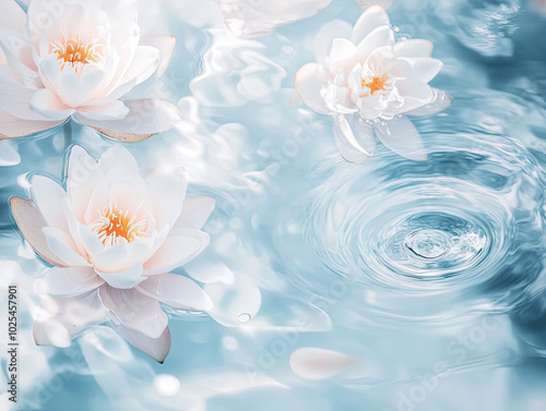 Abstract Gradient Background with Lotus Flowers, Tranquil and Elegant photo