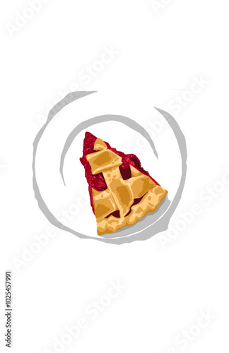 apple pie cake object on a white round plate when autumn