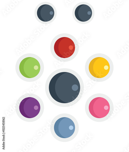 Colorful molecule icon in flat style depicting atoms connecting during a science experiment