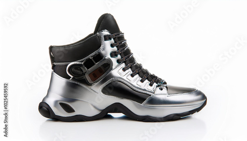 Silver and Black High Top Sneaker