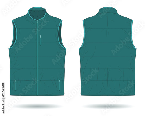 Modern padded vest mockup front and back view