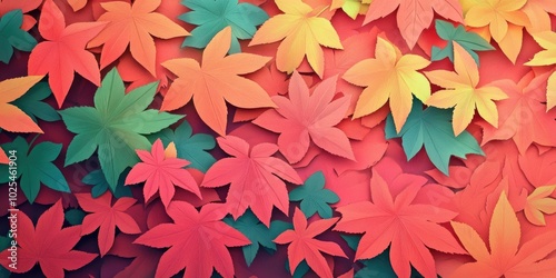 Vibrant young maple leaves, Bright young maple leaves