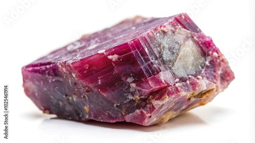 Mineral corundum on white background with shallow depth of field photo