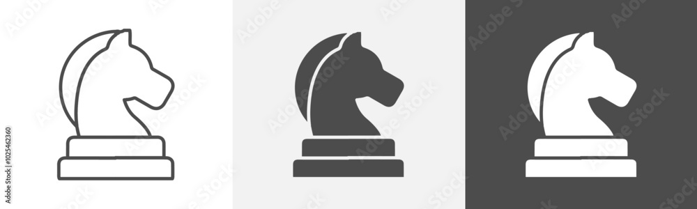 chess knight icon Design in thin line vector style chess knight icon Design in thin line vector style