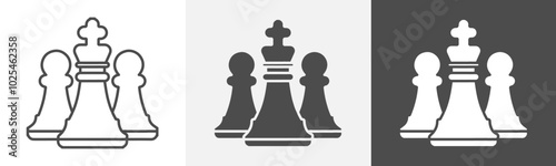 chess icon Design in thin line vector style