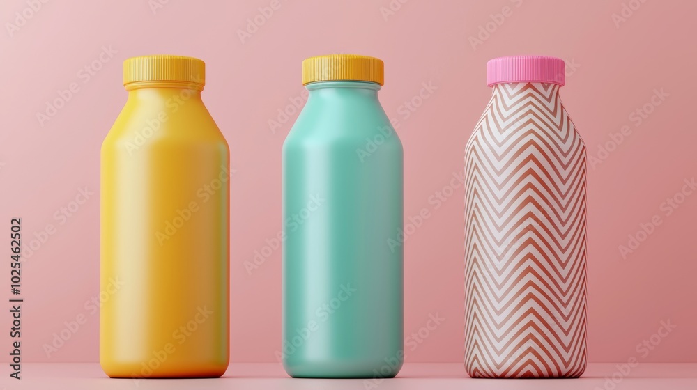 Colorful Bottles in Vibrant Background