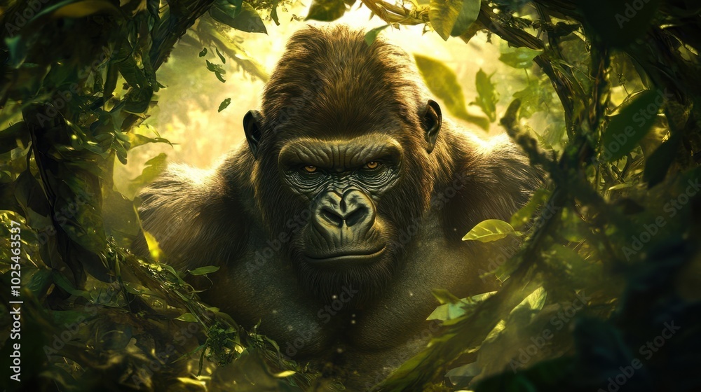 Obraz premium Majestic Gorilla in a Lush Jungle