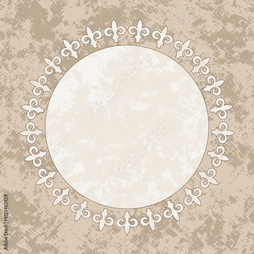 Round frame of Kazakh national ornament, decorative design templates, vector design