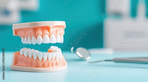 Dental Implants Model: Gum-Implant Connection in Clinical Lighting