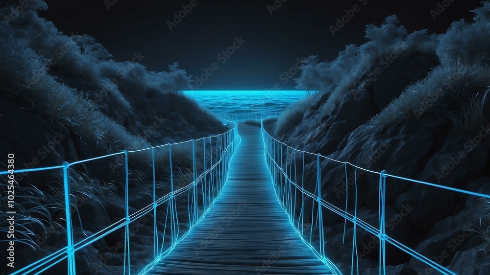 Fototapeta premium 3d wireframe model of a coastal path design concept background
