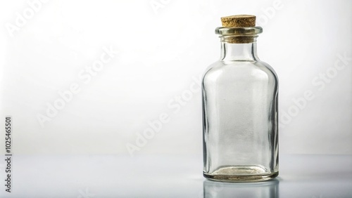 Minimalist antique glass bottle isolated on white background