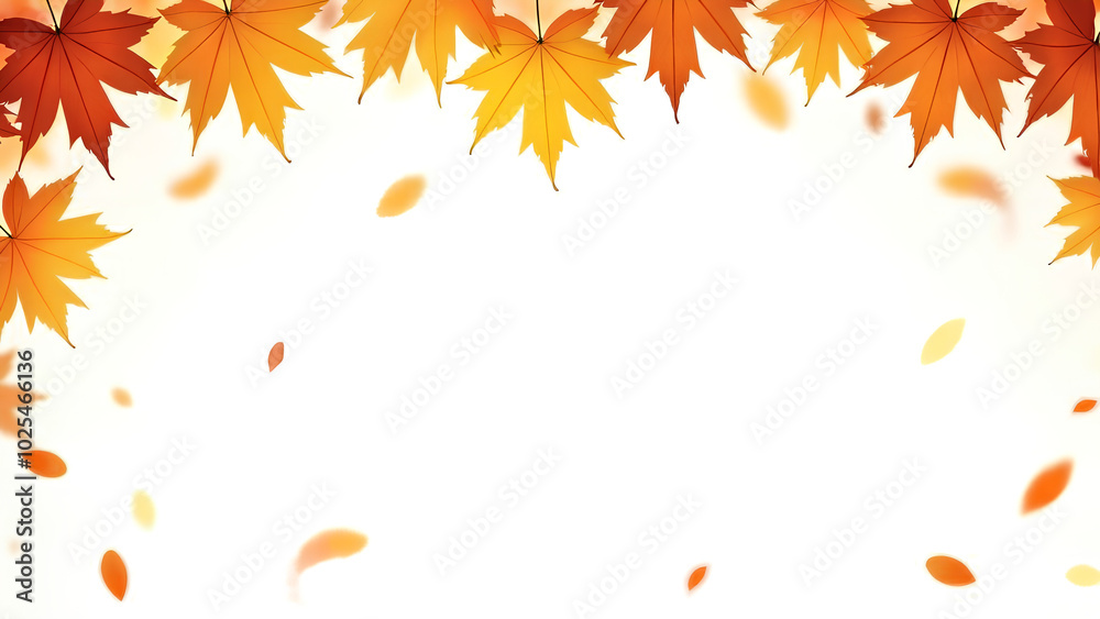 Autumn falling maple leaves isolated on white background Fall foliage Leaf Frame Autumn falling maple leaves isolated on white background Fall foliage Leaf Frame
