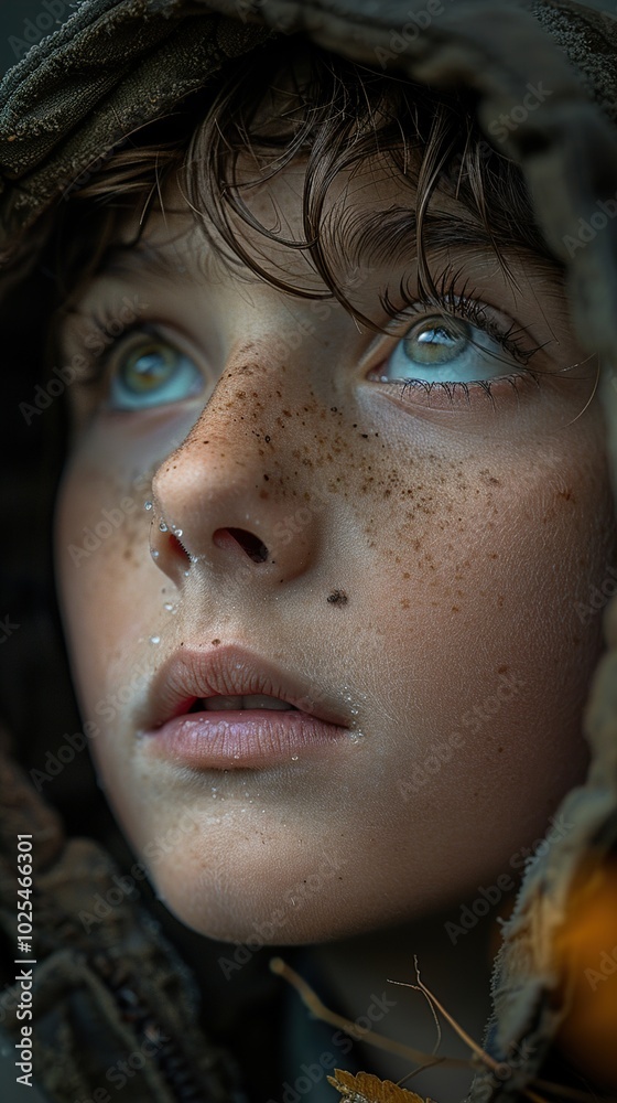 Close Up Portrait of a Young Boy with Hopeful Eyes