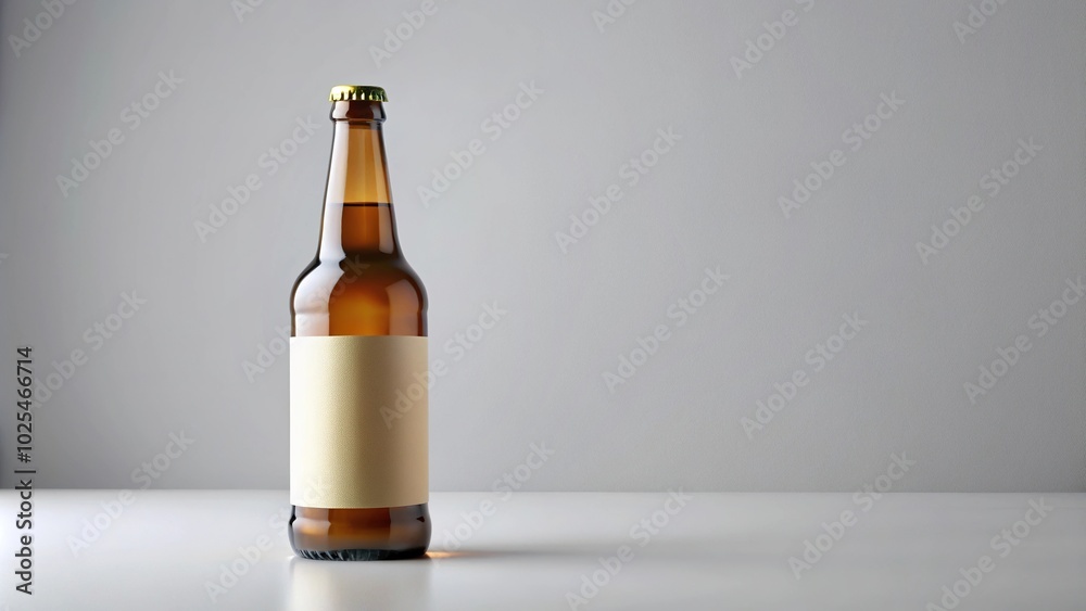 Minimalist beer bottle with white label for mockups Minimalist beer bottle with white label for mockups