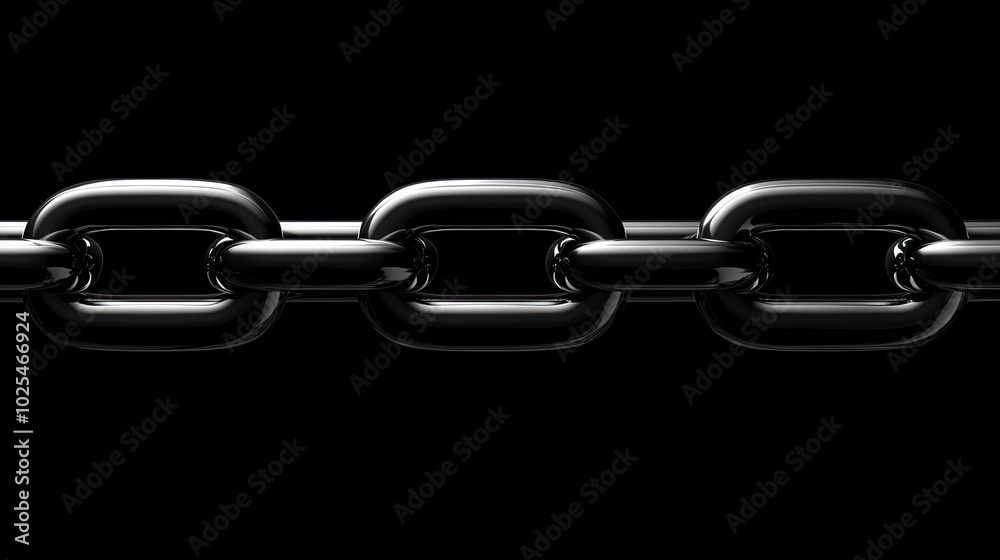 Black Metallic Chain Links on Dark Background Black Metallic Chain Links on Dark Background