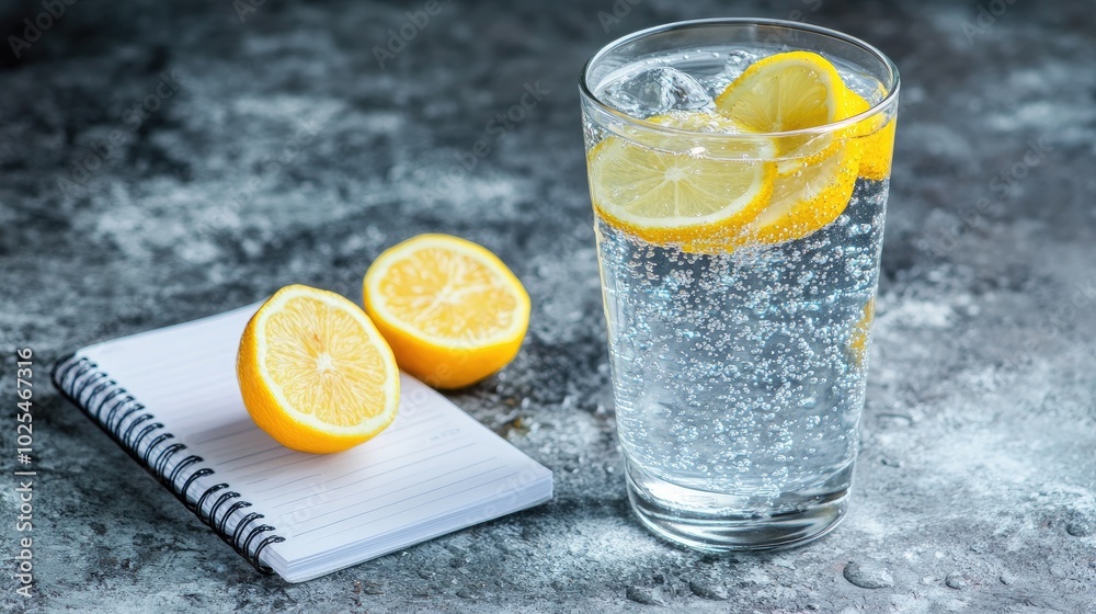 Refreshing Lemon Water in a Glass with Slices Refreshing Lemon Water in a Glass with Slices