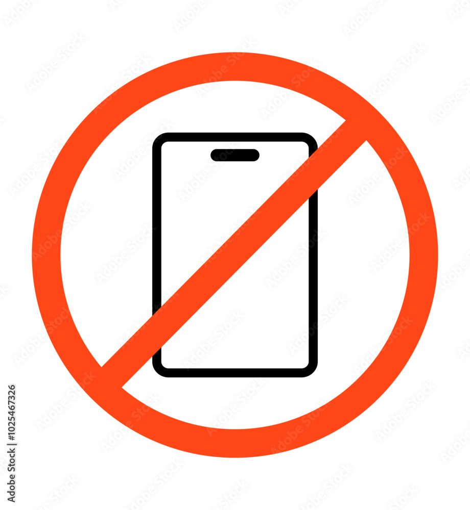 No phone ban sign. Using smartphone prohibited. Restriction, attention, warning concept. Flat vector design isolated illustration. No phone ban sign. Using smartphone prohibited. Restriction, attention, warning concept. Flat vector design isolated illustration.