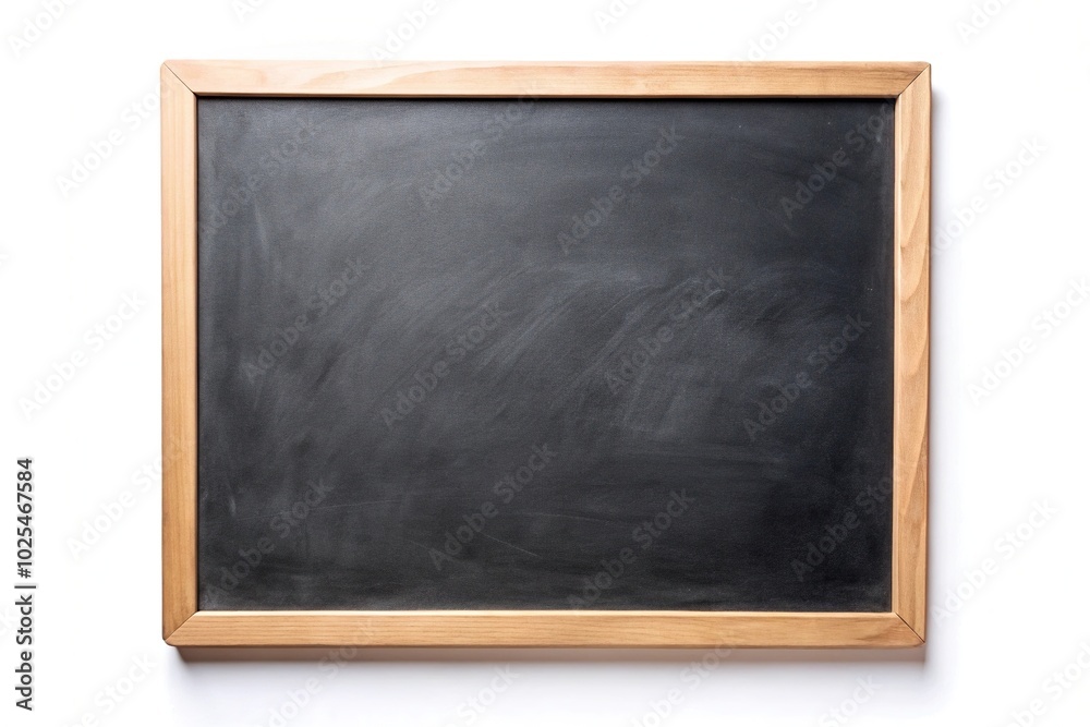 Minimalist blackboard and eraser against white background Minimalist blackboard and eraser against white background