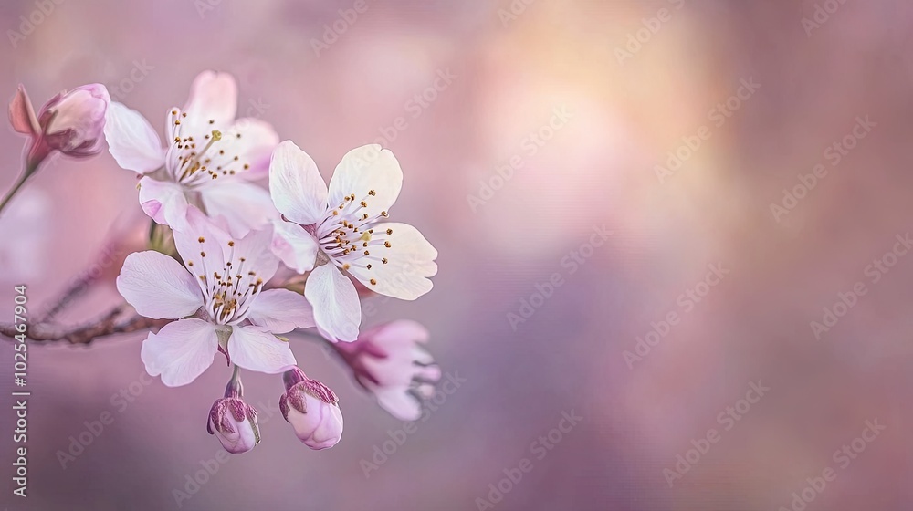Delicate Cherry Blossoms in Soft Pink Background Delicate Cherry Blossoms in Soft Pink Background