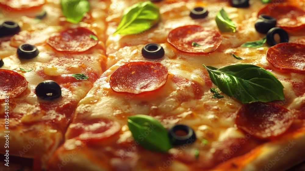 Fresh Pepperoni Pizza Close-Up Fresh Pepperoni Pizza Close-Up