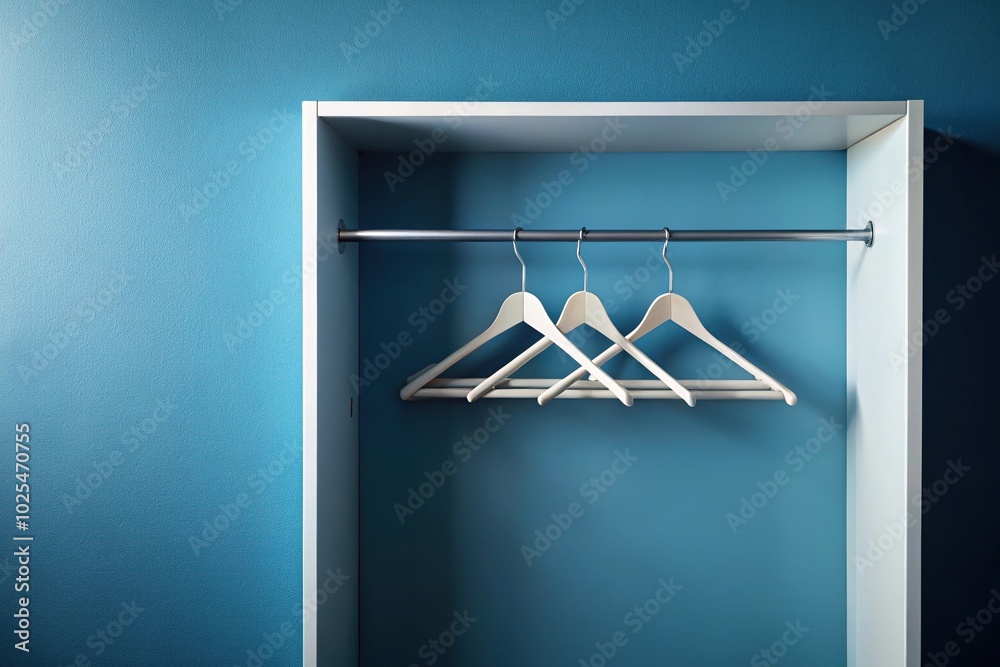 Naklejka premium Minimalist clothes hanger gradient from white to dark blue in cabinet