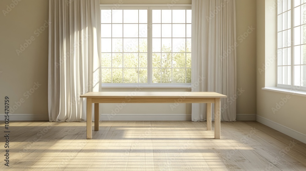 Fototapeta premium Minimalist Room with Table and Natural Light