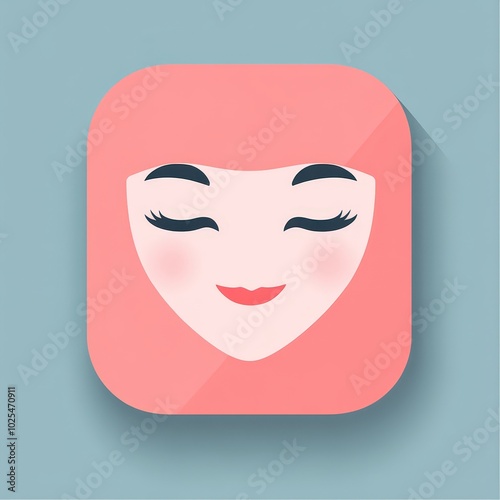 A simple illustration of a smiling face within a colorful, rounded square icon.