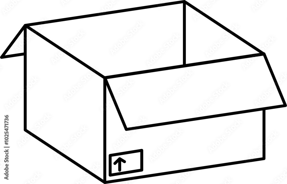 Open cardboard box outline illustration vector Open cardboard box outline illustration vector