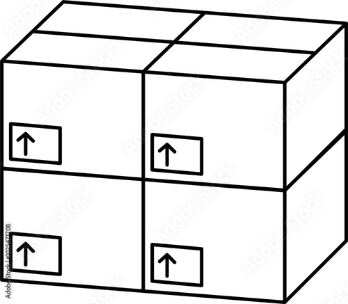 Stacked cardboard box outline illustration vector