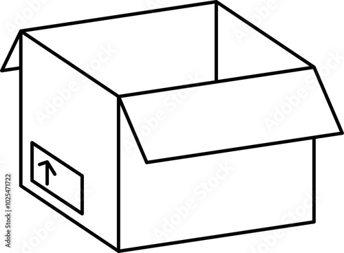 Open cardboard box outline illustration vector