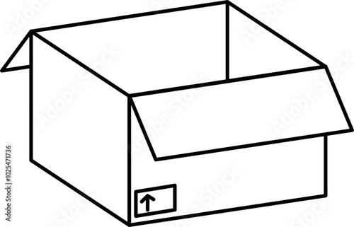 Open cardboard box outline illustration vector