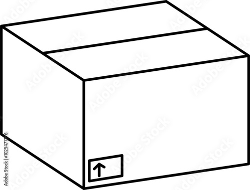 Closed cardboard box outline illustration vector