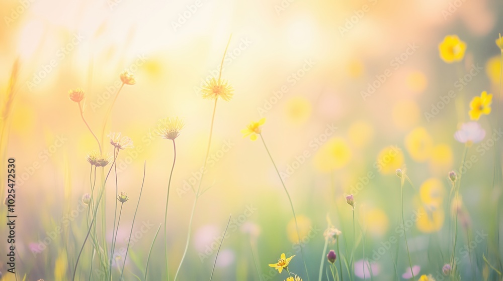 A field of tall grass and yellow wildflowers, bathed in the soft glow of morning light. The background is blurred to emphasize the vibrant colors of nature. A field of tall grass and yellow wildflowers, bathed in the soft glow of morning light. The background is blurred to emphasize the vibrant colors of nature.