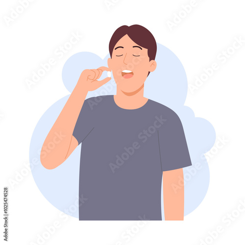 Eat or swallow health pills. Concept of pain relieve, prevent and treatment of chronic diseases. Health supplements. Vector illustration.