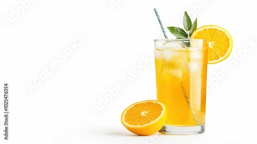 Refreshing Orange Beverage with Straw and Garnish