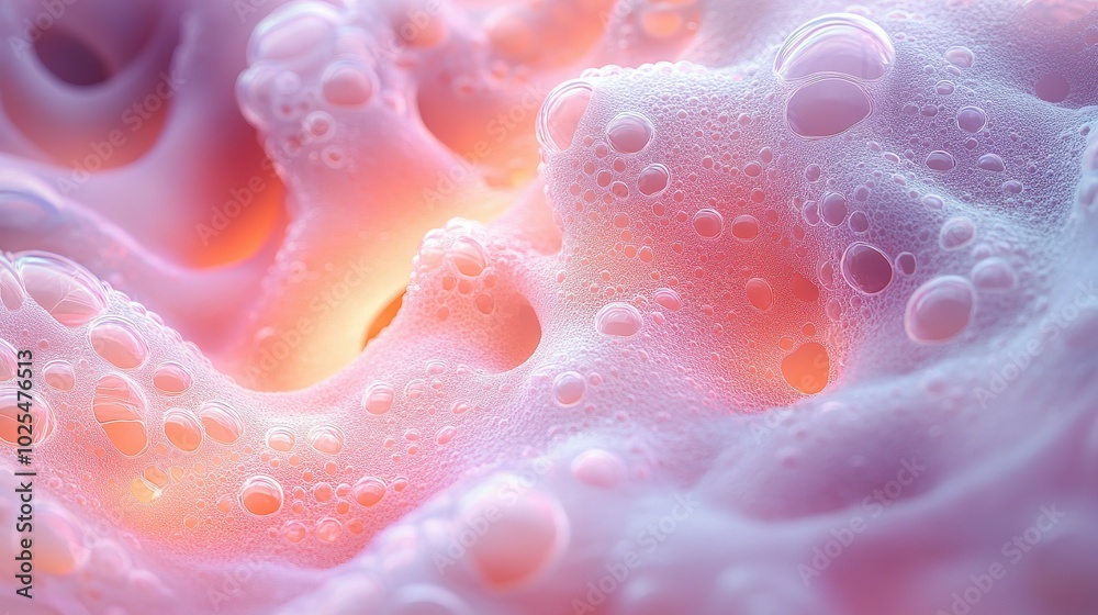 Abstract Close-up of Pink and White Bubbles with a Soft, Blurry Background Abstract Close-up of Pink and White Bubbles with a Soft, Blurry Background