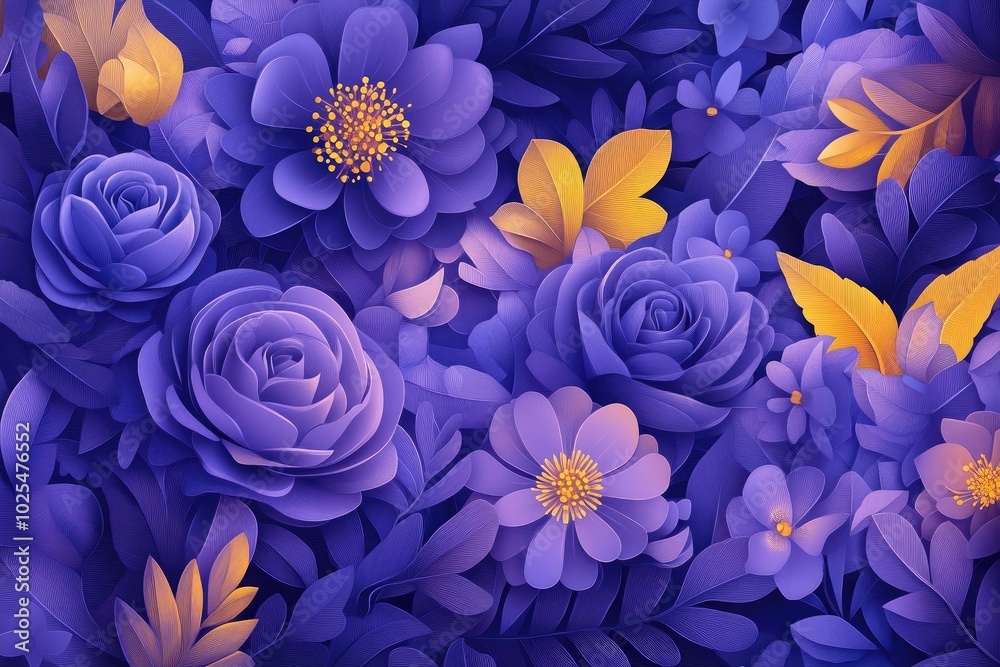 Purple flower blossoms in a vibrant display, Vibrant display of purple flower blossoms Purple flower blossoms in a vibrant display, Vibrant display of purple flower blossoms