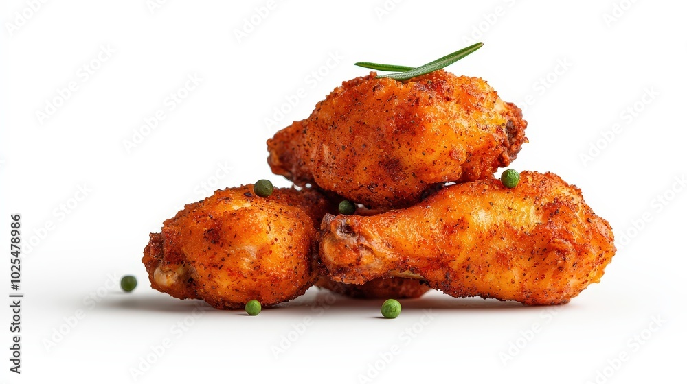 Crispy Spicy Chicken Wings on White Background Crispy Spicy Chicken Wings on White Background