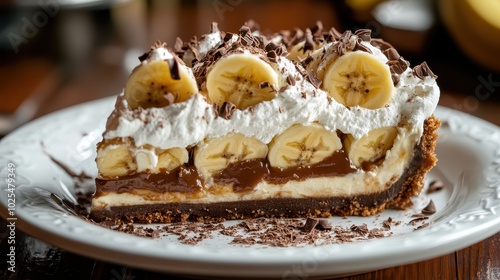 Wallpaper Mural Banoffee cake with whipped cream and chocolate chips on plate  Torontodigital.ca