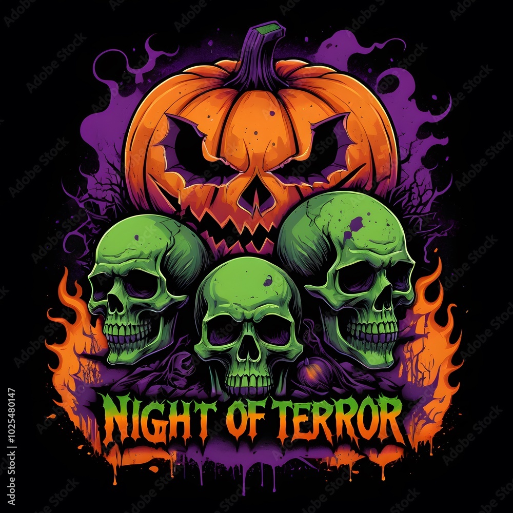 Halloween Night of Terror T-shirt Design Halloween Night of Terror T-shirt Design