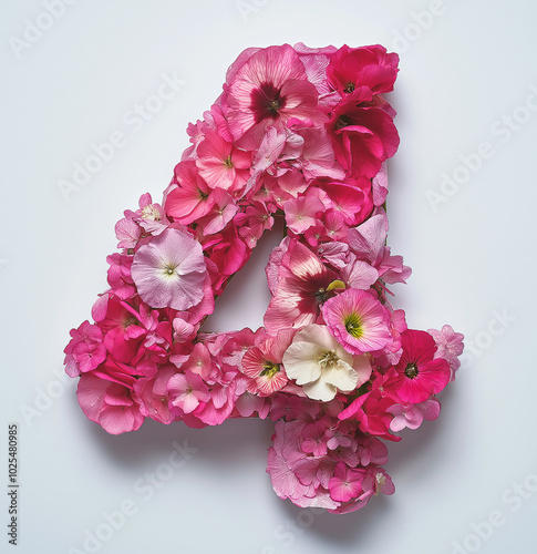 Flowers make up the Arabic numerals 1234567890 one  two  three  four  five  six seven  eight  nine  ten、 eleven twelve  photo