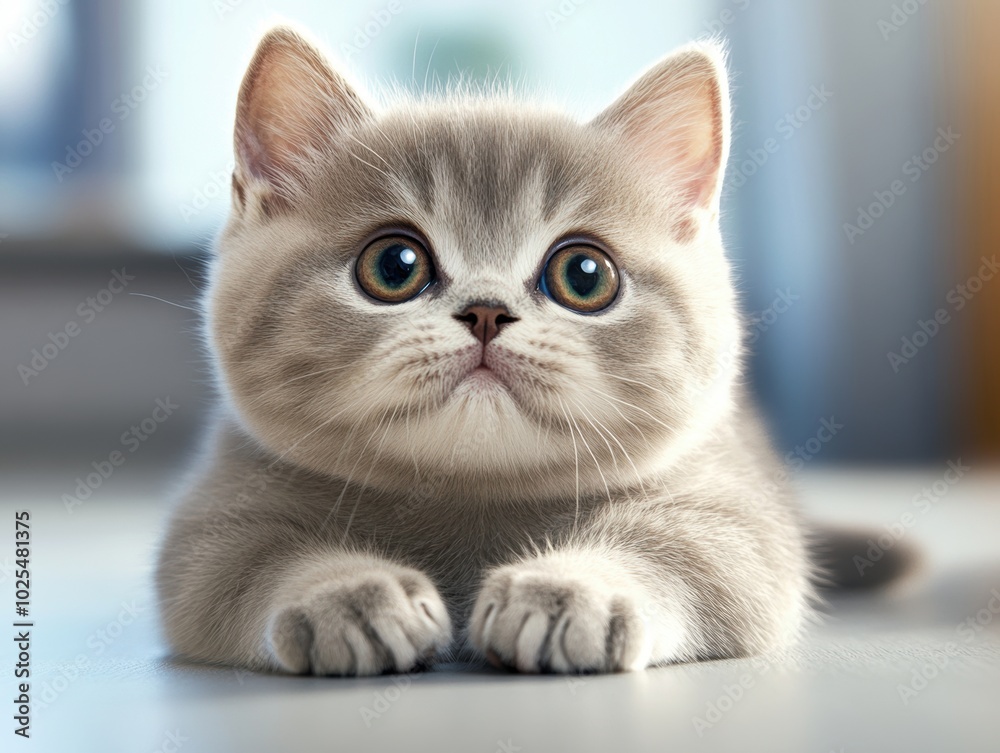 Adorable British Shorthair Kitten with Chubby Cheeks Adorable British Shorthair Kitten with Chubby Cheeks