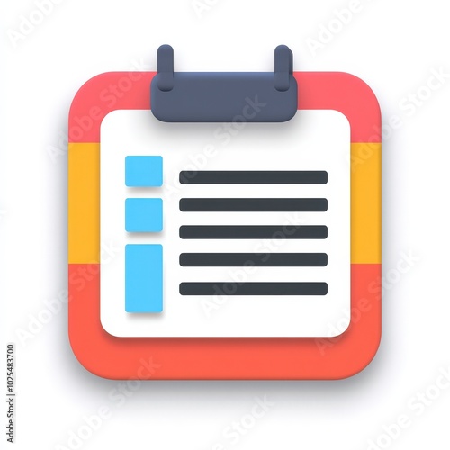 Colorful checklist icon with clipboard and checklist, perfect for tasks or organization. photo