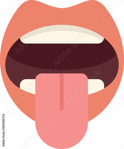 Cartoon mouth sticking out tongue in flat design style