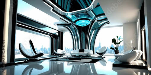 wallpaper representing a metropolis with modern and futuristic architecture. photo