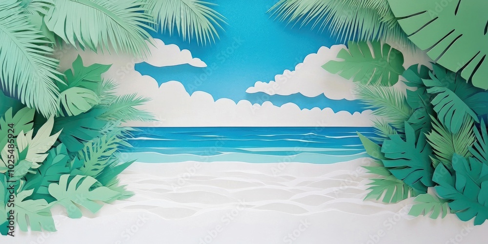 White sandy beach under a blue sky with a stunning sea view in the background, Tropical beach scenery with clear blue sky and ocean view White sandy beach under a blue sky with a stunning sea view in the background, Tropical beach scenery with clear blue sky and ocean view