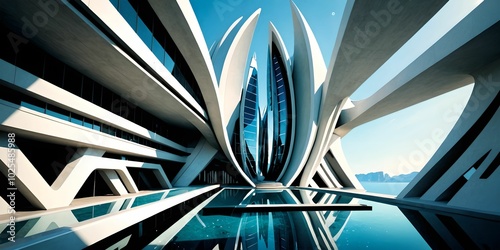 wallpaper representing a metropolis with modern and futuristic architecture.