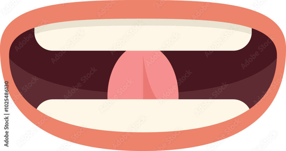 Cartoon mouth sticking out tongue making a funny face, simple emoticon on white background Cartoon mouth sticking out tongue making a funny face, simple emoticon on white background