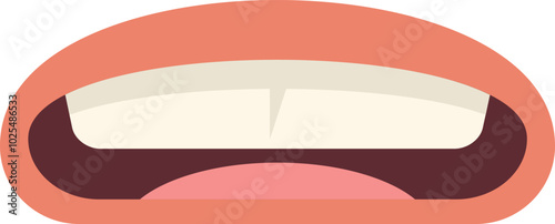 Cartoon mouth biting lips in worried or anxious facial expression, simple colored emoji vector illustration